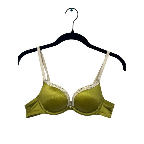 Aerie Womens 32A Green Lace Trim Padded Underwire Bra #6270 - Picture 1 of 13